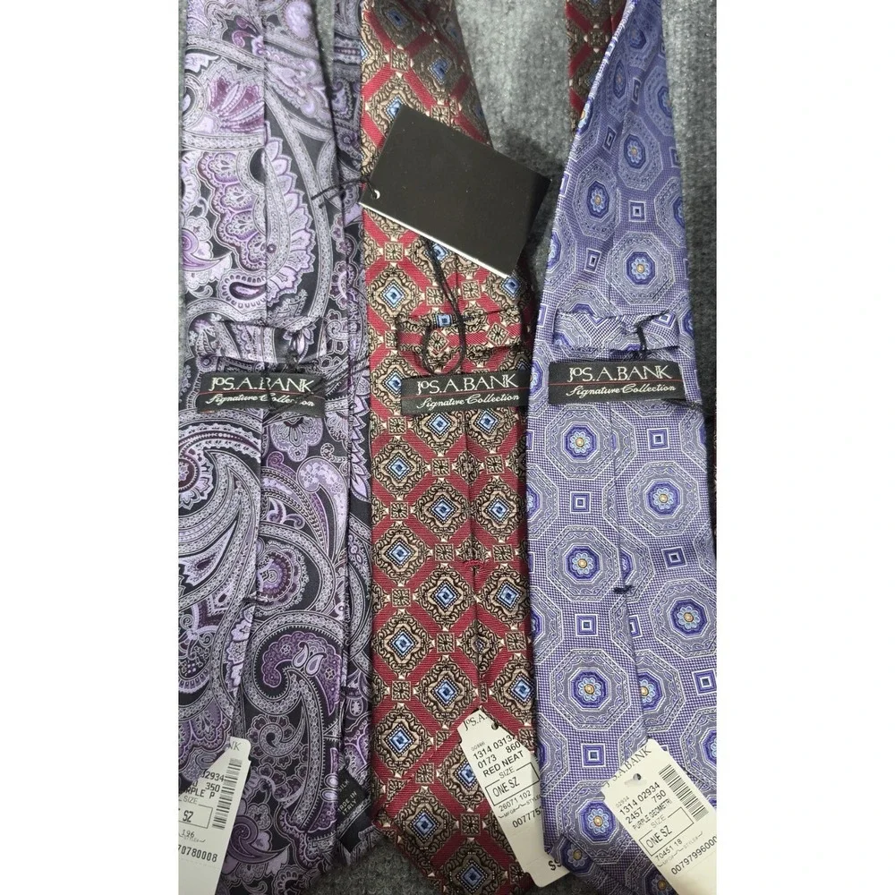Jos A‎ Bank Signature Collection Tie Lot 7 NWT 100% Silk Paisley Geometric